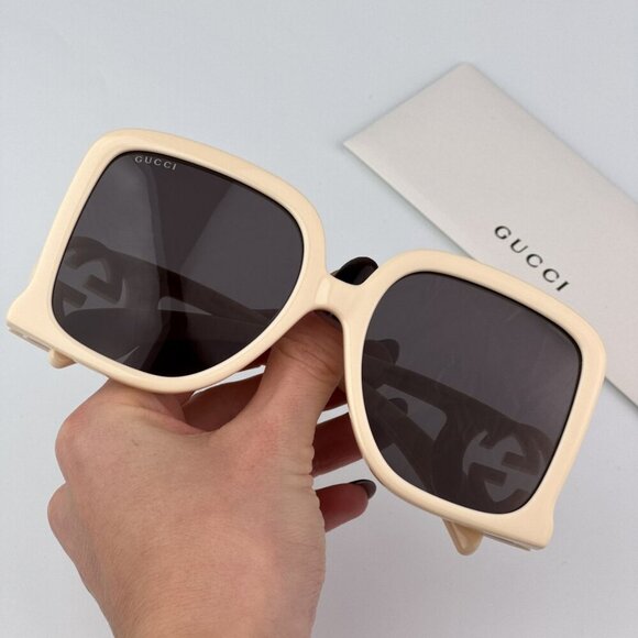 Gucci GG1326S 009 BRAND NEW Sunglasses Ivory Grey Mirror Oversized Square Women main image 5